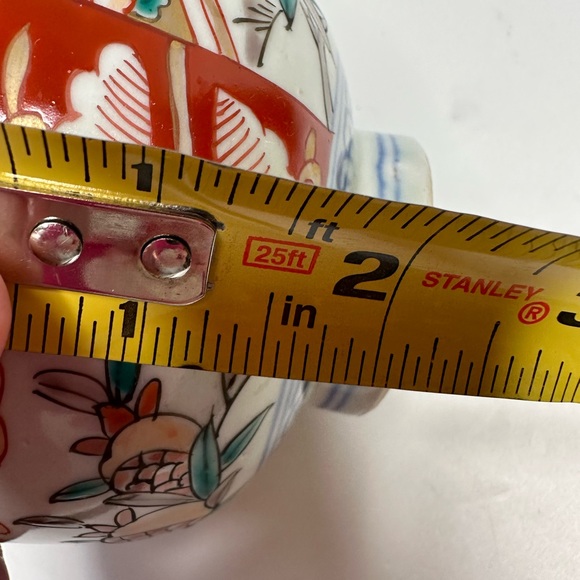 Antique Japanese Hand Painted Imari Footed Bowl 4.5” Diameter-White Red Blue - Picture 15 of 16